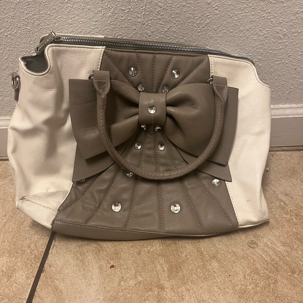 Betsey Johnson brown and white handbag